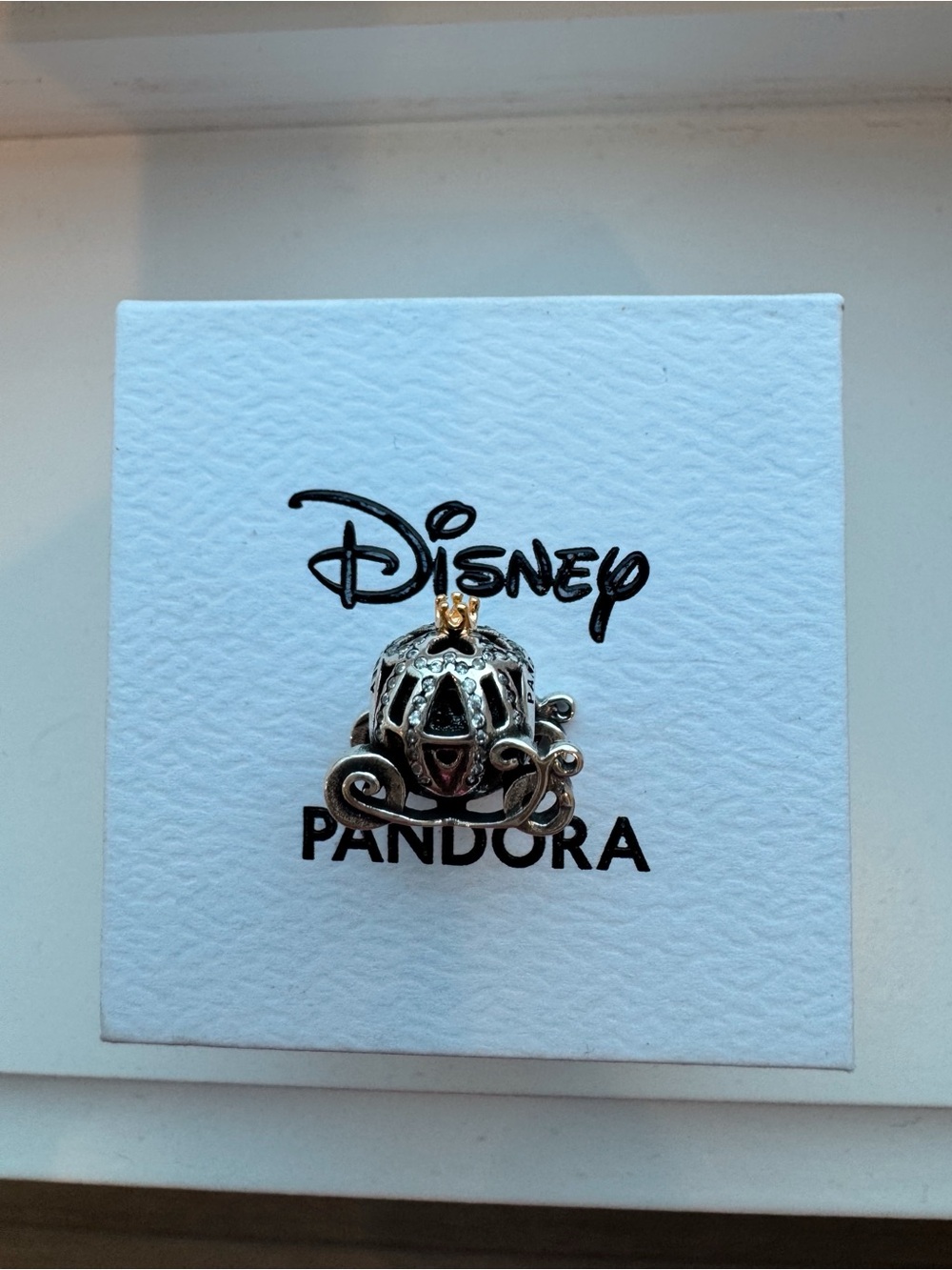 Pandora Disney Cinderella Pumpkin Coach Charm Sterling Silver 14K Gold Retired